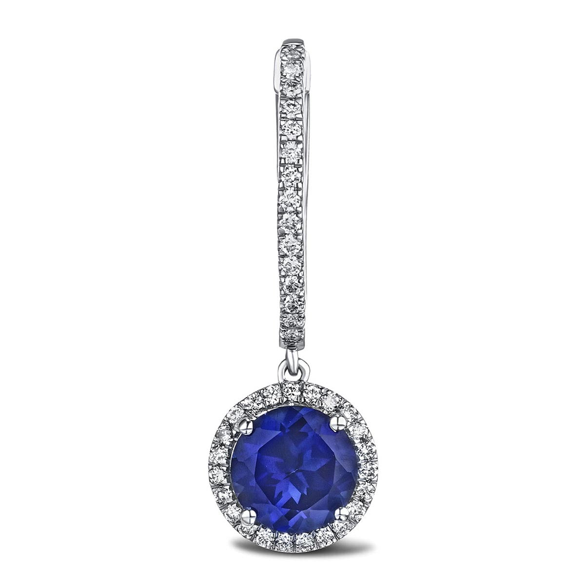Astra 7.00ct Lab Sapphire and Diamond Drop Halo Round Cut Earrings in Silver